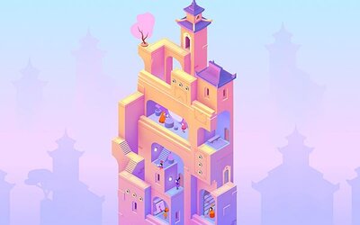 Hoher Turm vor Himmel im Spiel "Monument Valley 3"; Bild: Ustwo Games Hoher Turm vor Himmel im Spiel "Monument Valley 3"; Bild: Ustwo Games