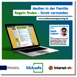 Flyer: Regeln finden - Streit vermeiden (www.mediennutzungsvertrag.de); Bild: klicksafe und Internet-ABC