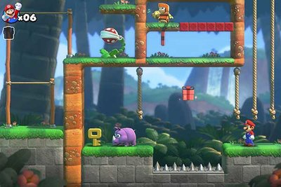 Mario im Wald im Spiel "Mario vs. Donkey Kong"; Bild: Nintendo