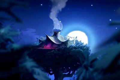 Haus auf einem Baum bei Nacht aus dem Spiel "Rayman Legends"; Bild: Ubisoft