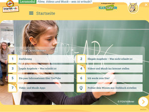 Start des Lernmoduls "Filme, Videos und Musik"; Bild: Internet-ABC