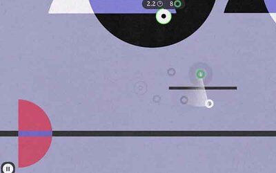 Bunte Flächen in Pink, Lila, Weiß und Schwarz im Spiel "Bauhaus Bonk"; Bild: Spoonful Games Verschiedene schwarze, weiße, lilane und pinke Flächen bilden eine Spielewelt im Spiel "Bauhaus Bonk"; Bild: Spoonful Games