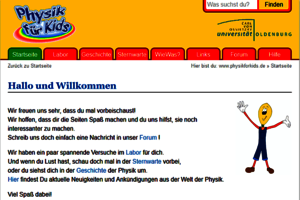 Screenshot der Webseite; Bild: Universität Oldenburg