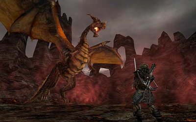 Kampf gegen einen Drachen aus "Gothic II Complete Classic"; Bild: THQ Nordic