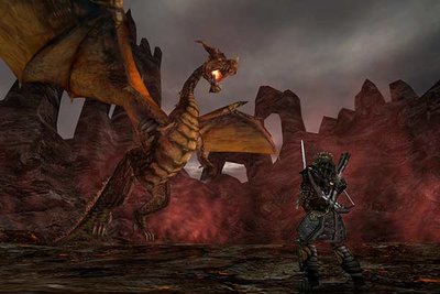 Kampf gegen einen Drachen aus "Gothic II Complete Classic"; Bild: THQ Nordic