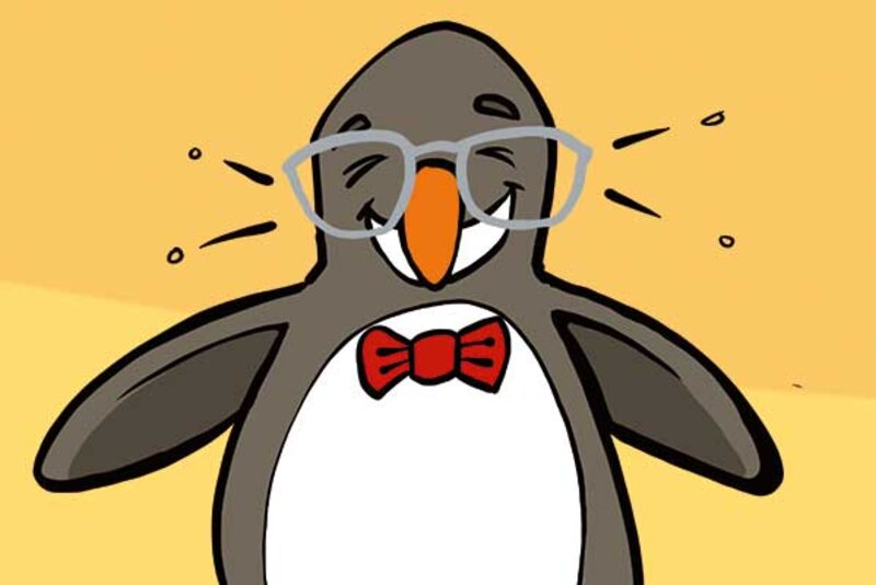 Pinguin Eddie lacht; Bild: Internet-ABC Pinguin Eddie lacht