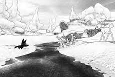 Reh und Wolf in einer Winterlandschaft im Spiel "Blanc"; Bild: Gearbox Publishing